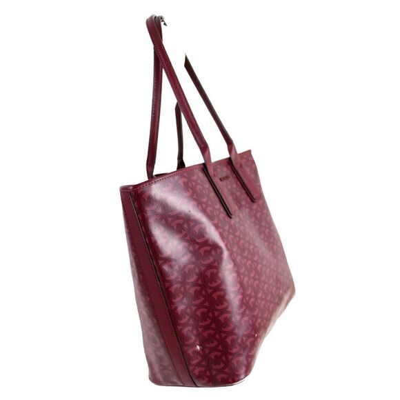 Large Michael Kors BURGUNDY COATED CANVAS LOGO SHOULDER BAG TOTE HANDBAG PURSE - Picture 2 of 16